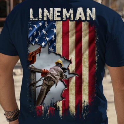 Lineman American Flag Working