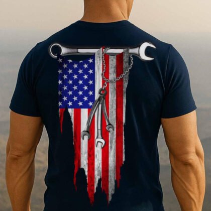 USA Flag Wrenches Mechanic Apparel - Patriotic Tools