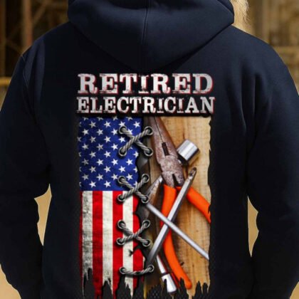 Retired Electrician American Flag Apparel - Patriotic Workwear
